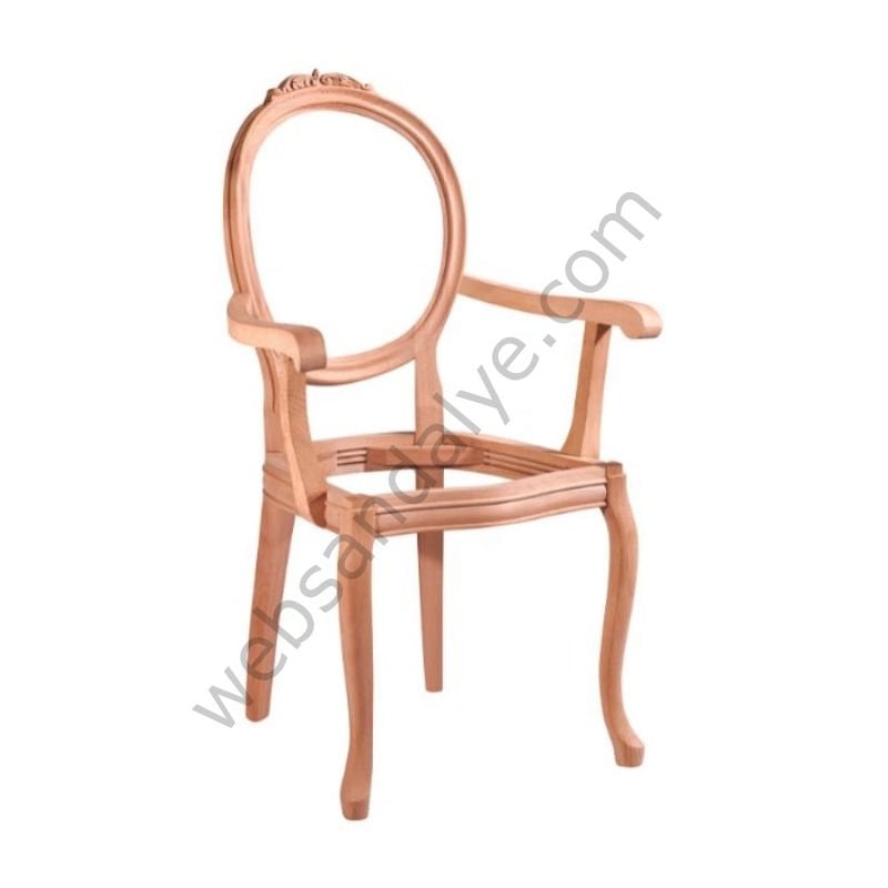 Rotterdam Oymalı Kollu Ham Ahşap Sandalye