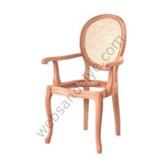 Rotterdam Hasırlı Kollu Ham Ahşap Sandalye