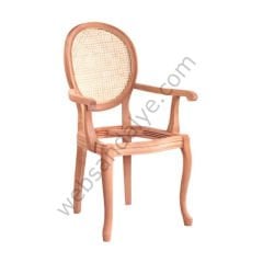 Rotterdam Hasırlı Kollu Ham Ahşap Sandalye