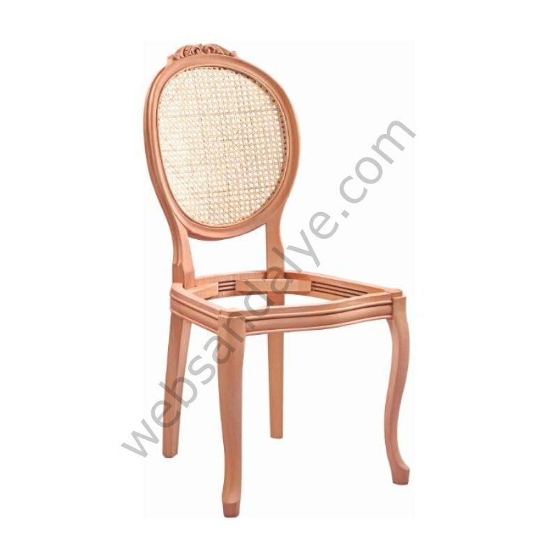 Rotterdam Hasırlı Oymalı Ham Ahşap Sandalye