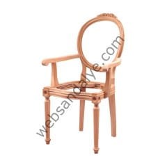 Lahey Ham Oymalı Kollu Ahşap Sandalye