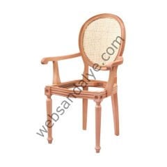 Lahey Hasırlı Kollu Ham Ahşap Sandalye