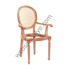 Lahey Hasırlı Kollu Ham Ahşap Sandalye