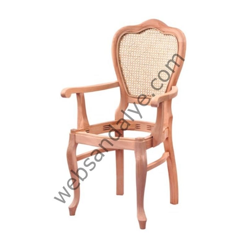 Tilburg Klasik Hasırlı Kollu Ham Ahşap Sandalye