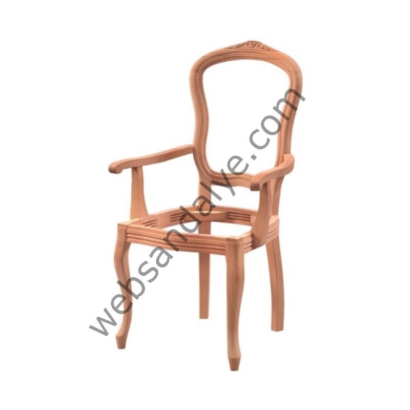 Almere İtalyan Oymalı Kollu Ham Ahşap Sandalye