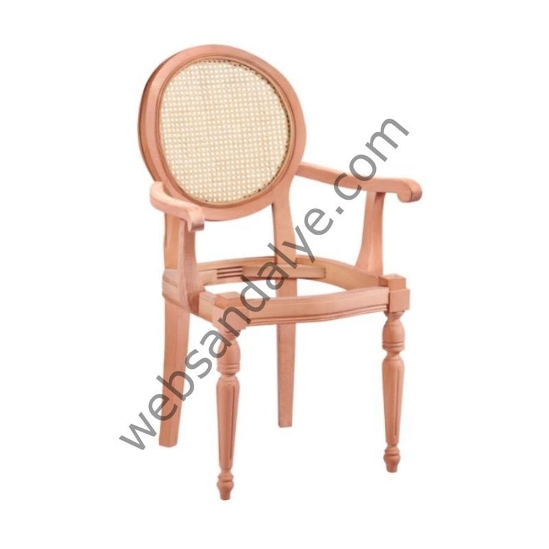 Alava Hasırlı Kollu Ham Ahşap Sandalye