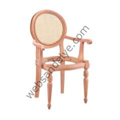 Alava Hasırlı Kollu Ham Ahşap Sandalye