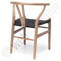 Truva Hasırlı Ahşap Sandalye Ceviz Siyah