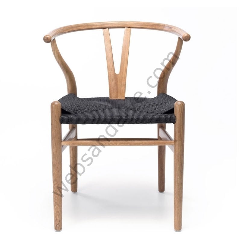 Truva Hasırlı Ahşap Sandalye Ceviz Siyah