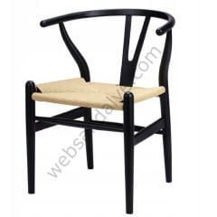 Truva Hasırlı Ahşap Sandalye Siyah Krem