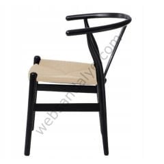 Truva Hasırlı Ahşap Sandalye Siyah Krem